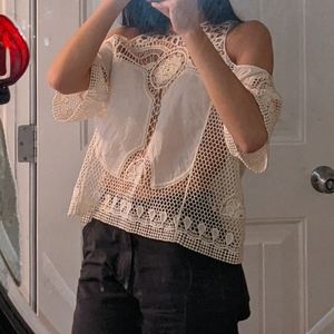 hollister sheer off the shoulder top